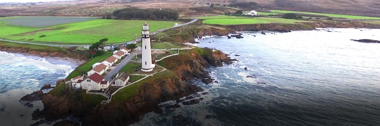 Drone shot of Pigeon Point Light Station.