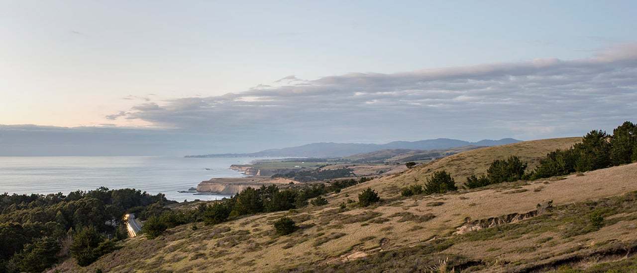 A view of Highway 1 and the Pacific Ocean from Gordon Ridge.