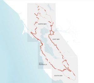 map of Bay Area Ridge Trail