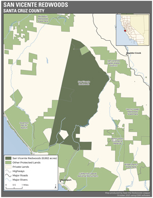 Map of the San Vicente Redwoods.